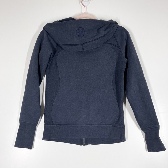 Lululemon Scuba Full Zip Hoodie Women's Blue Thumbholes‎ Cozy Activewear Size 4 - Picture 3 of 9